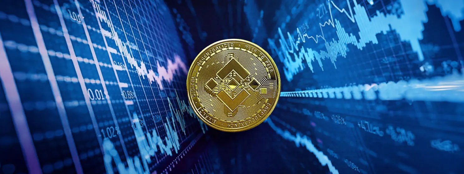 Binance coin on abstract fictional cryptocurrency trading chart